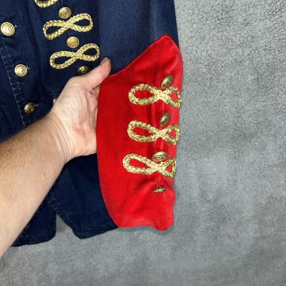 Vintage Unique Jacket From Don’t Stop Size Medium Denim & Velvet Missing Button - Picture 6 of 16